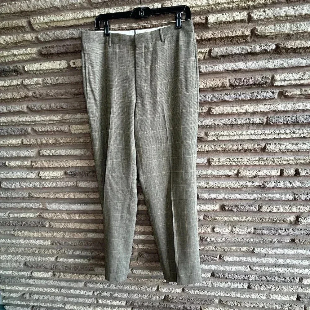 Polo Ralph Lauren Men’s Brown Plaid Mohair Wool Blend Slacks Size 34 Waist
